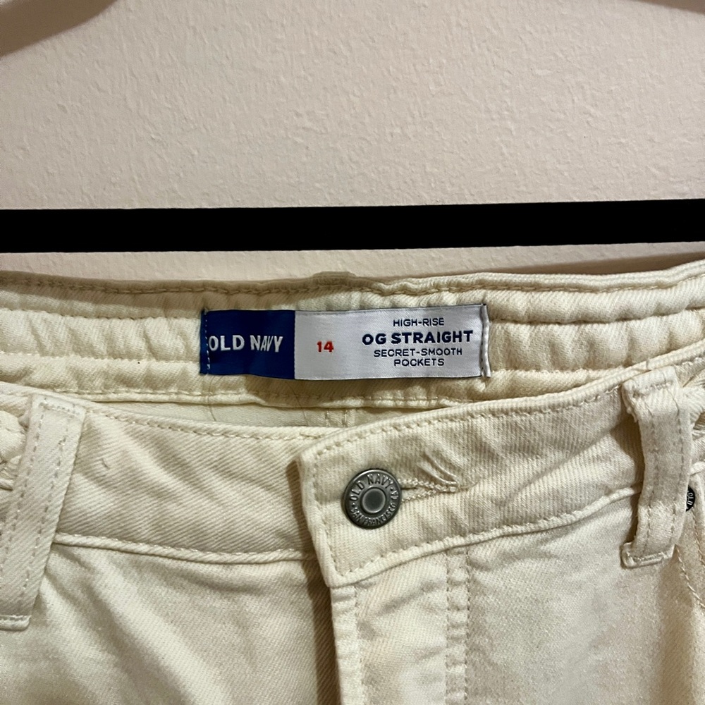 Old Navy Cream High-Rise Jeans - OG Straight size 14